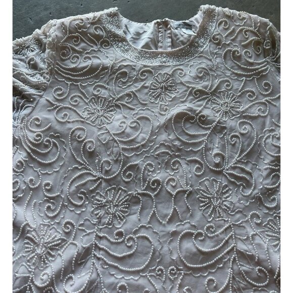 Vintage Draper’s & Damon’s Beaded Sparkly Women’s Top Sz 20 Pink Cream - Picture 10 of 14